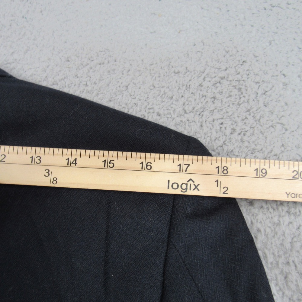 Adolfo Mens Black Pure Wool Herringbone Blazer Sport Coat Two Button Made in USA - Picture 8 of 10